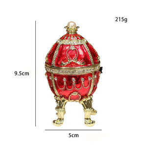 Exquisita Caja de Joyería con Diseño de Huevo Fabergé, Chapada en Oro, Hecha a Mano, con Pedrería Colorida, para Pascua - Figura de Mascota - Product Image 6