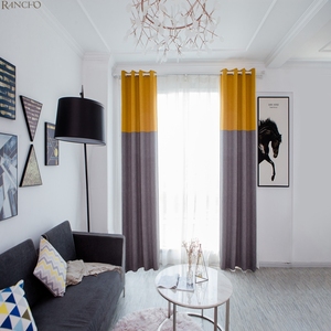 Rideau occultant patchwork de fenêtre assombrissant avec œillets hôtel rideaux occultants prêts à l'emploi - Product Image 2