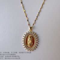 Nouveautés Vente en Gros Collier Pendentif Religieux Personnalisé Vierge Marie Plaqué Or Vintage Classique Spirituel