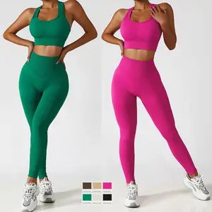 2022 Nieuwe Stijlen Die Overeenkomen Met Bh En Panty 'S 2 Stuks Fitnesskleding Voor Dames Naadloze Nauwsluitende Sportkleding