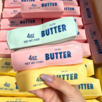 Jouet sensoriel anti-stress en forme de bâton de beurre, non élastique, à presser, modelable, en gros, pour la vente au détail