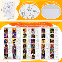 Lot de 12 toiles en coton pré-imprimées 8x10 pouces avec contour pré-dessiné pour peinture, idéales pour les soirées de peinture en groupe pour adultes