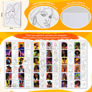 Toiles <span class=keywords><strong>de</strong></span> peinture en coton pré-imprimées 8x10 pouces avec contour pré-dessiné pour adultes, idéales pour les soirées <span class=keywords><strong>de</strong></span> peinture (Sip and Paint) - Product Image 4