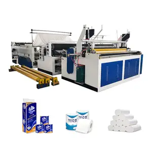 Full Automatic Toilet Roll Paper Rewinding Cutting Packing Machine Production Line