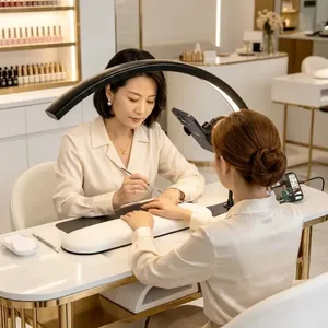 Lámpara de Media Luna 2026, Multifuncional, con Soporte y Reposabrazos, Interruptor de Botón, Luz LED Regulable para Salón de Belleza y Manicura - Product Image 4