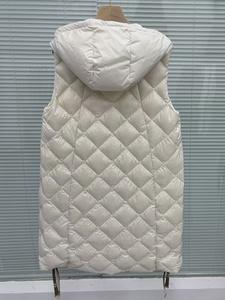 2025 automne/hiver nouvelle mode femmes à capuche diamant motif blanc vers le bas <span class=keywords><strong>mi</strong></span>-longueur à capuche veste hiver manteau gilets - Product Image 6