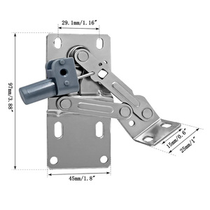 Charnière à ressort pour porte inclinée vers le bas à 45 degrés en platine, en acier laminé à froid de 1,5 mm pour portes d'armoires - Product Image 1