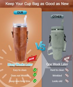 Bolsa Portabotellas de Cuero PU para Vaso Stanley de 40 oz con Asa, Funda Portabotellas con Correa para Vaso Stanley - Product Image 2