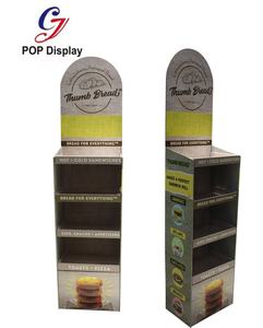Печатный напольный дисплей, бумажная рекламная подставка под заказ, гофрированный картонный дисплей для хлебных закусок - Product Image 3