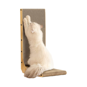 <span class=keywords><strong>FUKUMARU</strong></span> 26.8 pouces grand grattoir à chat en forme de L arbres à chat muraux et tapis à gratter intérieur avec jouet à balle en carton - Product Image 1