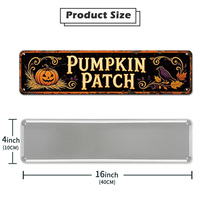 Lot de 4 plaques métalliques plates 2D vintage d'Halloween, motif fantôme, citrouille et chauve-souris, pour décoration murale de maison ou de porche