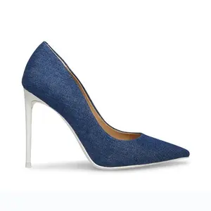 Women Designer Shoes New Arrivals 2021 Blue Denim Pointed Toe Stiletto Heels Spike Heels Women Heels Pumps Women's Dress Shoes