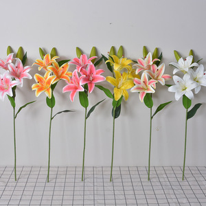 ดอกลิลลี่ประดิษฐ์ 3 หัว ทำจาก PVC นุ่ม กันน้ำ ตกแต่งบ้าน งานแต่งงาน - Product Image 2