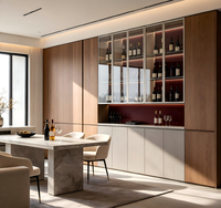 Mueble Bar Moderno para Sala de Estar con Diseño para el Hogar, Sin Formaldehído, Madera Contrachapada de Calidad, Vitrina de Vidrio con Iluminación LED