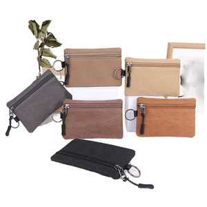 Durable Vintage Foldable Canvas Zipper Portable Cosmetic Bag Coin <b>Purse</b> Letter Pattern <b>Key</b> Card Storage Reusable Eco-Friendly - Product Image 1