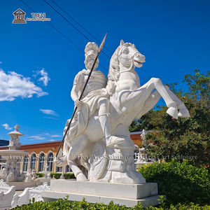 Estatuas de Caballero de mármol blanco de piedra natural para decoración de exteriores de tamaño completo - Product Image 5