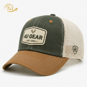 Gorra Trucker de Malla con Bordado 3D Personalizado, Etiqueta Privada 4U BSCI, 6 Paneles, Doble Fila de Broches, Ajustable, Unisex, Marca Personalizada - Product Image 1