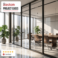 Cloison en verre simple avec cadre en aluminium ultra-fin intégré de 80 mm pour bureaux et banques, isolation acoustique