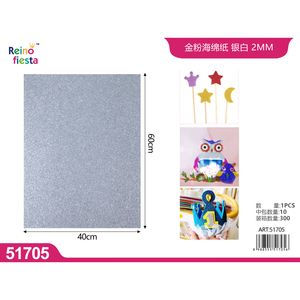 Foglio di schiuma di Glitter argento 2mm di spessore 40cm X 60cm senza adesivo per l'artigianato e decorazioni Polyfoam categoria di prodotto - Product Image 1