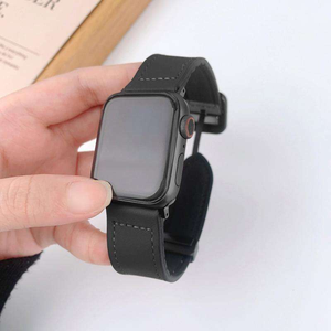 Apple Watch와 호환 가능: 크레이지 호스 그레인 마그네틱 스퀘어 버클 IWatch 11 마그네틱 실리콘 스킨 스트랩 - Product Image 5