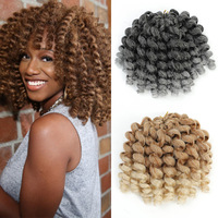 Extensioni per capelli sintetici 8 pollici, ricci a bacchetta Jumpy Wand Curl, pre-attorcigliate, a trama singola, fissabili con acqua calda, per trecce all'uncinetto, 20 ciocche, effetto Jamaican Bounce