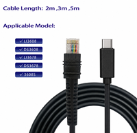 Kabel Data Pemindai Barcode SOTESIN Tipe-C ke RJ50 Cocok untuk Zebra Symbol LI3608 DS3608 DS3678 Grosir Produsen OEM