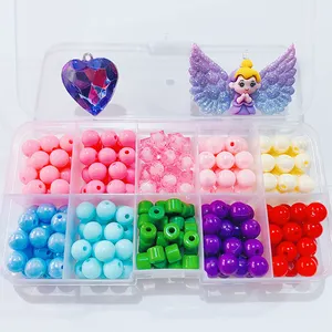 Factory Direct Sales 10 Plaid Acrylic Loose Beads DIY Children's Beads For Jewelry Making Kit