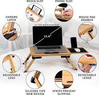 Combohome Bureau d'ordinateur moderne en bambou Table d'ordinateur pliable pour travailler sur le lit Table d'ordinateur portable pliable