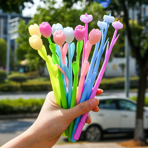 Bolígrafo de Gel de Silicona Suave con Diseño de Flor, Color Degradado, para Oficina y Escuela - Product Image 2