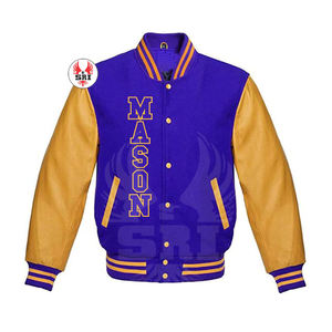 Chaqueta Masónica de Maestro Masón, Chaqueta Universitaria Personalizada |   Chaqueta Universitaria Masónica de Lana con Mangas de Cuero - Product Image 6