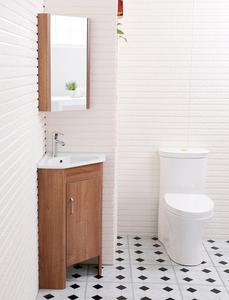 New <strong>Free</strong> <strong>Standing</strong> PVC Modern Hotel <strong>Bathroom</strong> Corner Cabinet with Ceramic Basin and Framed <strong>Mirror</strong> - Product Image 4