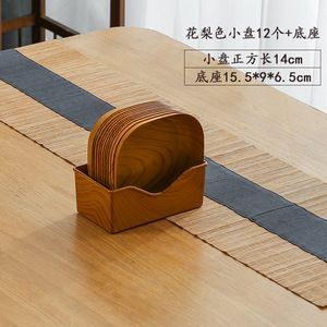 Piring desain kayu baru untuk rumah makanan ringan kue makanan penutup Set nampan piring makan malam persegi plastik tidak pecah dengan Hoder - Product Image 6