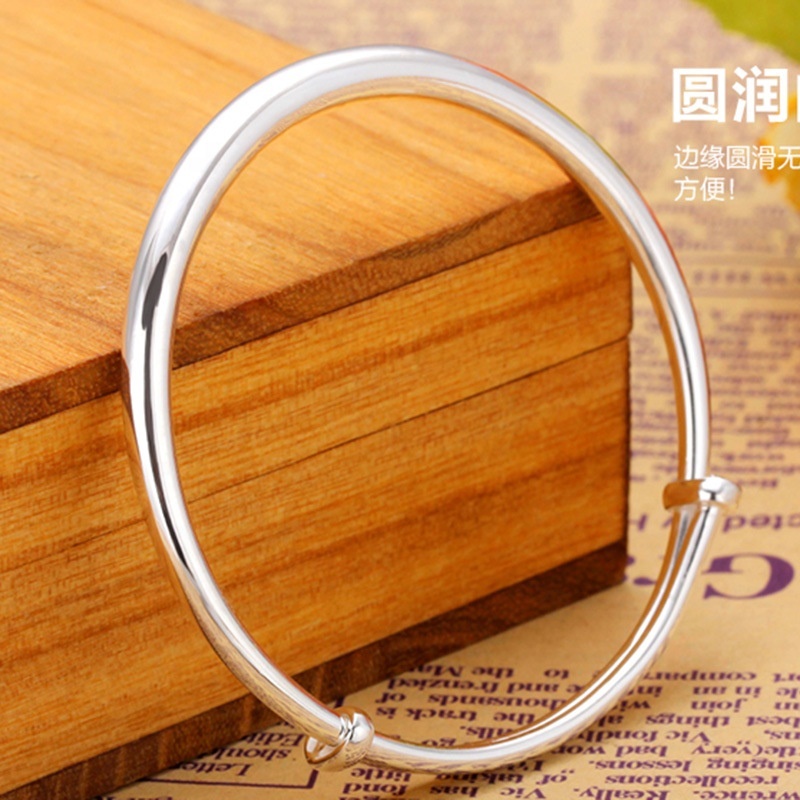 Fashion Jewelry Simple Adjustable Bangle 925 Sterling Silver 