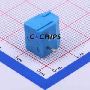 DB301R-5.0-2P-BU-S Screw Terminal Block Bent Lead Through Hole,P=5mm Connector 1x2P 5mm Blue Right Angle Insert - Product Image 2