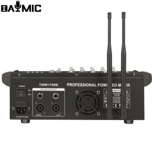 Power Mixer <b>8</b> Channels 2 Way 250 Watt with Dual Wireless Microphone Audio Mixer for Stage Professional Stage - Product Image 3