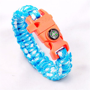Survival Paracord Bracelet With Compass And Flint Gray Nylon Outdoor Emergency Gear - Product Image 3