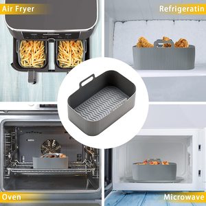 Pack de 2 pièces réutilisables, panier de friteuse à Air rectangulaire, doublures de Pot en Silicone pour four <span class=keywords><strong>Ninja</strong></span> <span class=keywords><strong>Foodi</strong></span> micro-ondes, <span class=keywords><strong>accessoires</strong></span> Logo personnalisé 50 pièces - Product Image 4