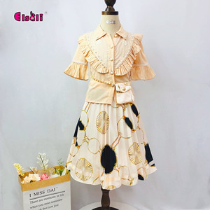 Ensemble chemise à volants et jupe plissée avec ceinture et sac à main pour <span class=keywords><strong>fille</strong></span>, nouvelle collection é<span class=keywords><strong>t</strong></span>é Elsali4-9-year-old - Product Image 5