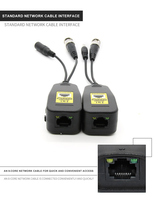 Balun de Video CCTV HD de 8MP, Conector 2 en 1 con Alimentación, Transceptor DC BNC RJ45, 300 Metros, Carcasa de ABS para Monitor de Sistema de Seguridad con Cámara