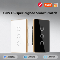 Interrupteur tactile intelligent Tuya Zigbee, matériau ignifuge PC, commande à distance par application, commande vocale Alexa, utilisation en intérieur, AC 100-240V