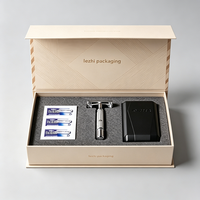 Boîte cadeau de rasoir pour homme avec logo personnalisé, boîte en carton argenté de luxe, emballage pour lame de rasoir
