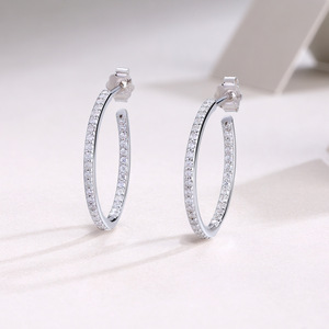 Silber S925 Ribbon Loop Ohrringe Full Moisserite Lange Ohrringe Pass Diamond Test Luxus Gra Schmuck Custom Großhandel - Product Image 4