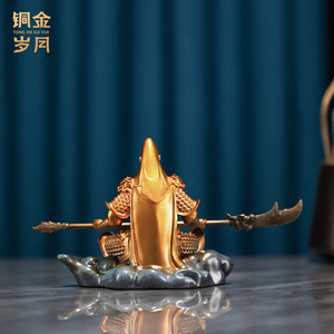 Copper Art Workshop <b>Car</b> Guan Gong Brass Ornament Dashboard Classical Metal Figure Interior <b>Decoration</b> - Product Image 3