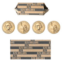 Enveloppes à monnaie en papier kraft, rouleaux de billets pré-imprimés plats pour pièces de monnaie en dollars américains, capacité de 25 pièces (25 $), pochettes organisatrices de billets pour la vente au détail