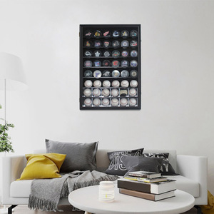 Hot Sale Wholesale Custom Wood Frame Hockey Pucks Display Case Holder Wall Cabinet with Lock - Product Image 5