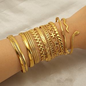 Brazalete de Acero Inoxidable con Diseño de Serpiente Ajustable Bañado en Oro de 18K para Mujer, Pulsera para Fiesta - Product Image 1