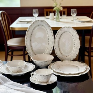 Ceramic Serving Plates and Bowls Floral Garden Oven Safe Hand Painted <b>Stoneware</b> <b>Dinnerware</b> <b>Set</b> Rose Porcelain Dinner <b>Set</b> - Product Image 1