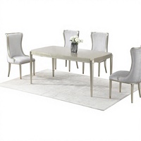 Ensemble de table à manger en bois massif de hêtre et multicouche, style luxe léger américain, 6 places, pour la maison, l'hôtel et la cuisine, durable et écologique
