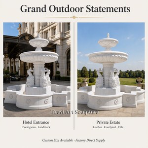 Fuente de Estanque de Mármol TREVI con Estatua de Peces, Estilo de Tallado Único del Fabricante, Decoración Acuática para Jardín Exterior de Villa - Product Image 3