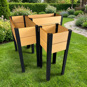 Jardinière <span class=keywords><strong>sur</strong></span>élevée <span class=keywords><strong>en</strong></span> <span class=keywords><strong>bois</strong></span> avec pieds, auto-drainante, écologique, durable et légère pour légumes, herbes et fleurs - Product Image 2